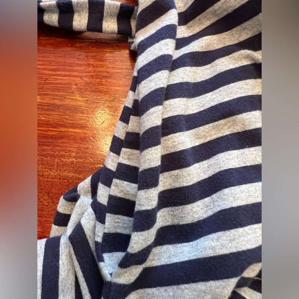 Anthropologie Tulle Nautical Gray and Navy Striped Blazer Jacket Size S - Picture 5 of 6